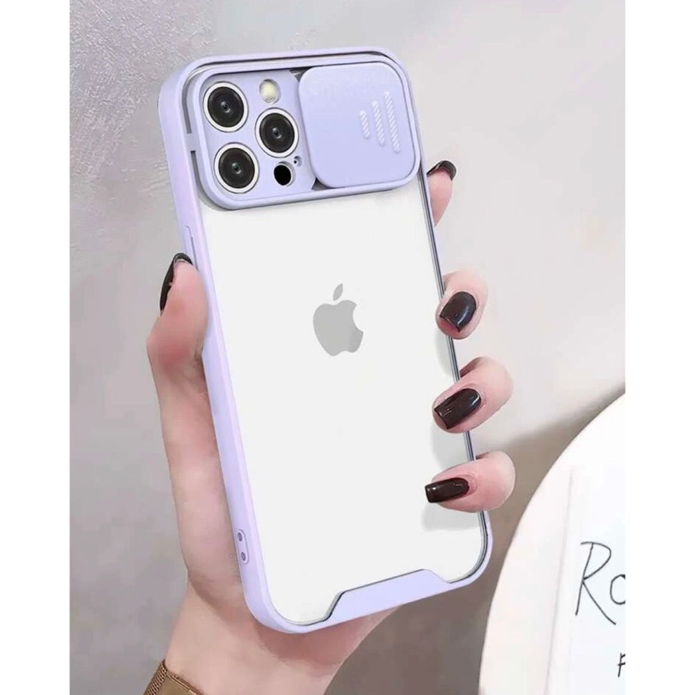 NEW! iPhone 7/8/SE2 Purple/Clear Case with Camera Cover